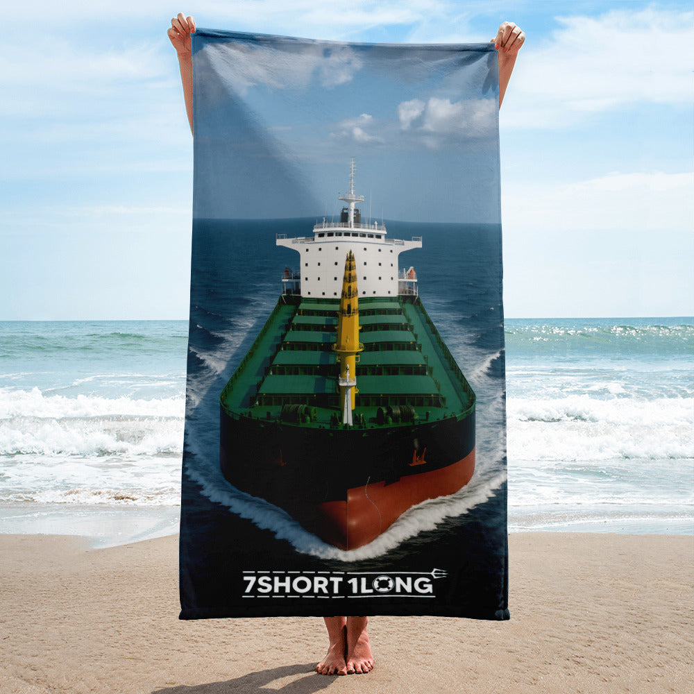 Bulk Carrier Ship Front View Beach Towel - Bulky Crew