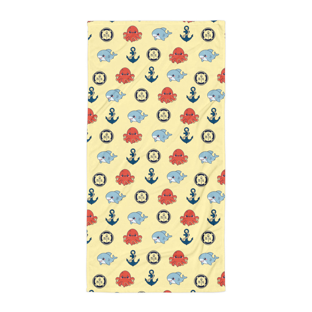 Cute Ocean Party Beach Towel – Baby Octopus & Baby Shark