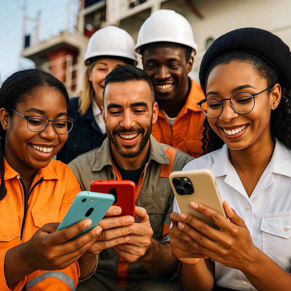 Group of sailors acting as influencers