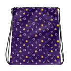 Drawstring bag with nautical solas pattern on a purple background