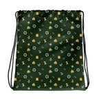 Green drawstring bag with nautical pattern on a white background