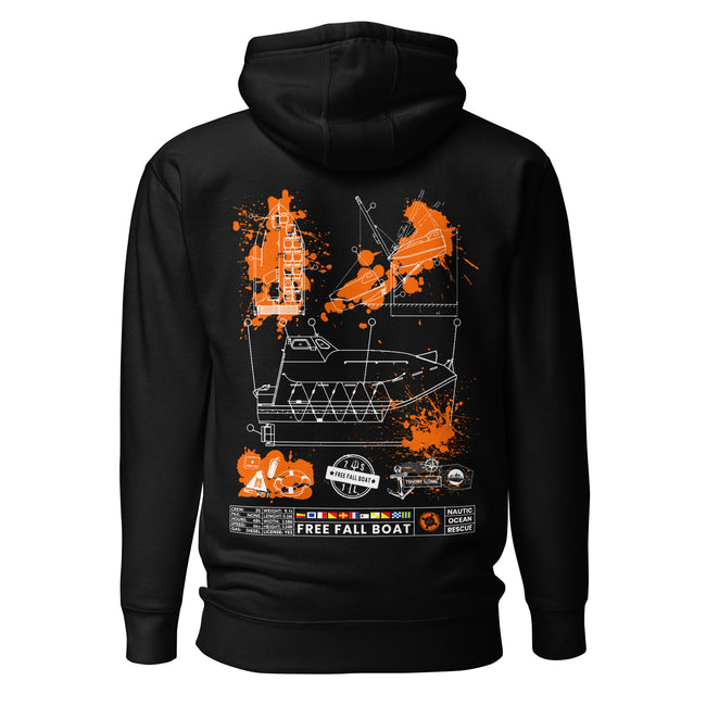 Free Fall Boat Safety At Sea Hoodie Main Image