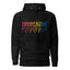 Black hoodie featuring the 7Short1Long logo in a multicolor dripping design, symbolizing diversity, crew unity, and life at sea under the message One Ocean One Crew.