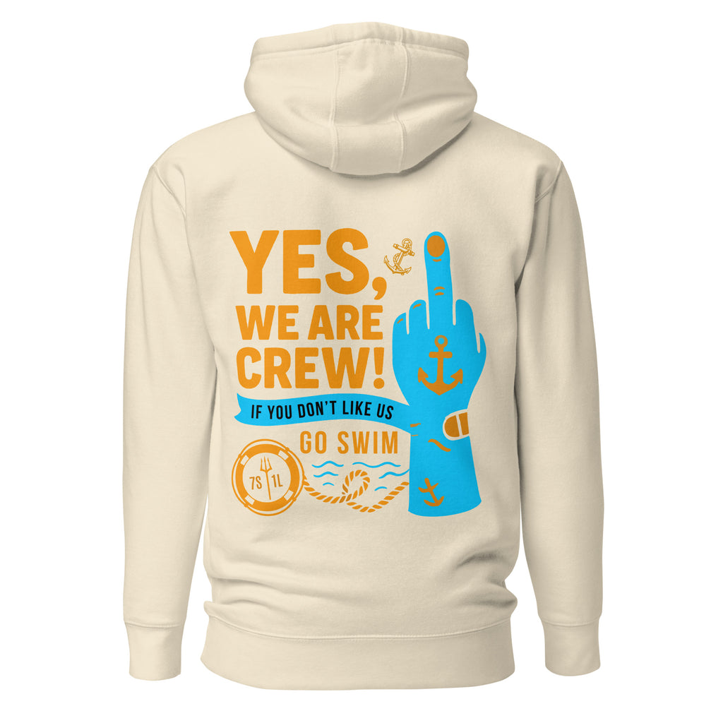 Crew hoodie featuring a clean maritime design representing unity, teamwork, and shared crew identity on board a vessel.