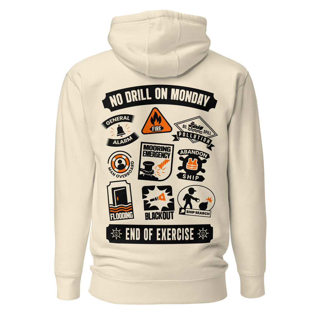 Crew hoodie representing ship safety drills, including emergency response training, maneuver execution, and coordinated crew procedures on board.