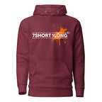 Red hoodie featuring the 7Short1Long logo with a bold orange color spot accent, inspired by maritime signal colors, crew work, and seafarer identity.