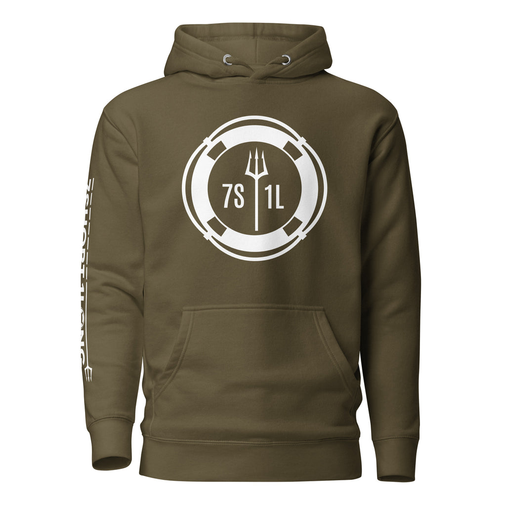Hoodie with a clean maritime design symbolizing crew sign off, end of contract, disembarkation and the transition from ship to shore.