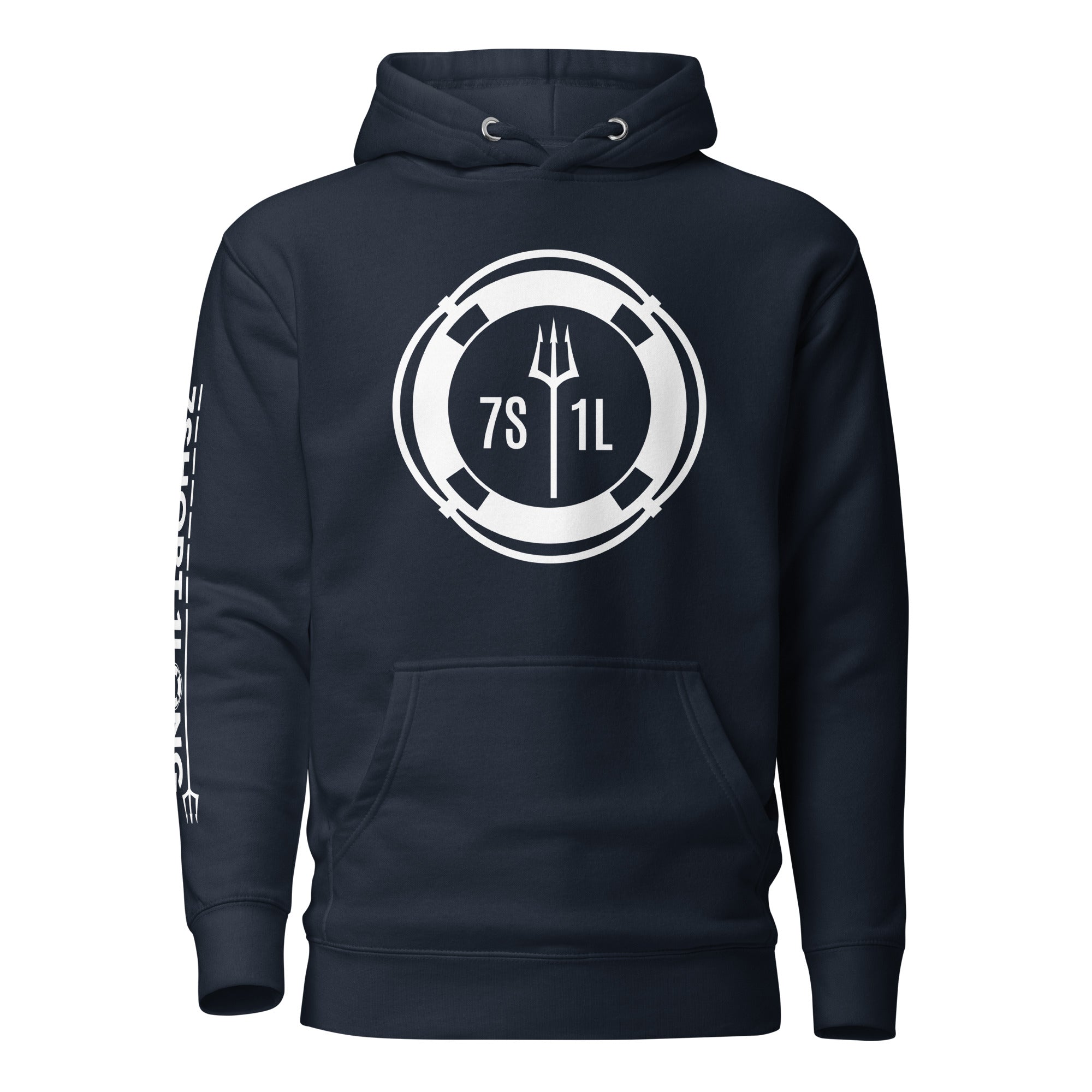 Hoodie with a clean maritime design symbolizing crew sign off, end of contract, disembarkation and the transition from ship to shore.