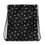daypack bag with nautical pattern on a black background