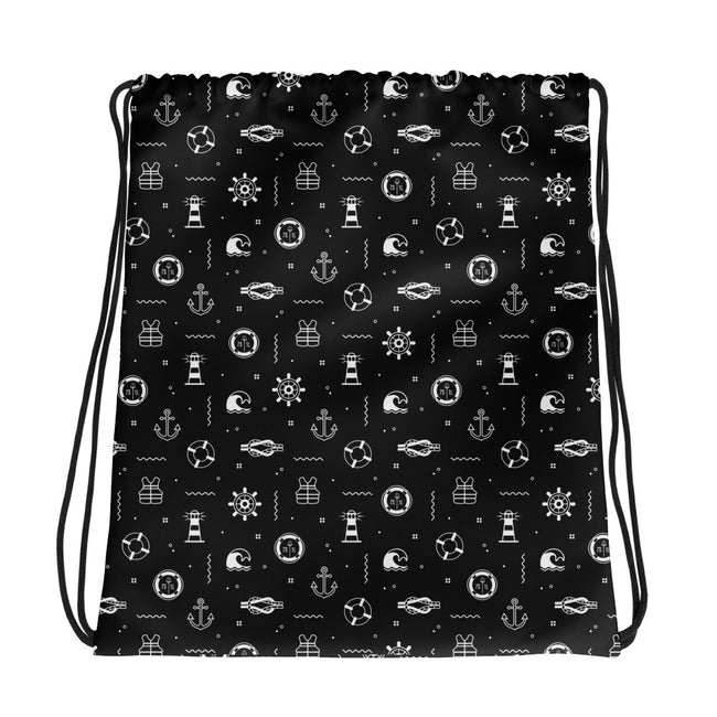 daypack bag with nautical pattern on a black background Hover Image
