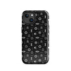 iPhone case with maritime pattern on a black background