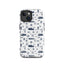 iPhone case with navy lexury nautical pattern on a white background