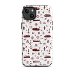 Phone case with red maritime pattern on a white background