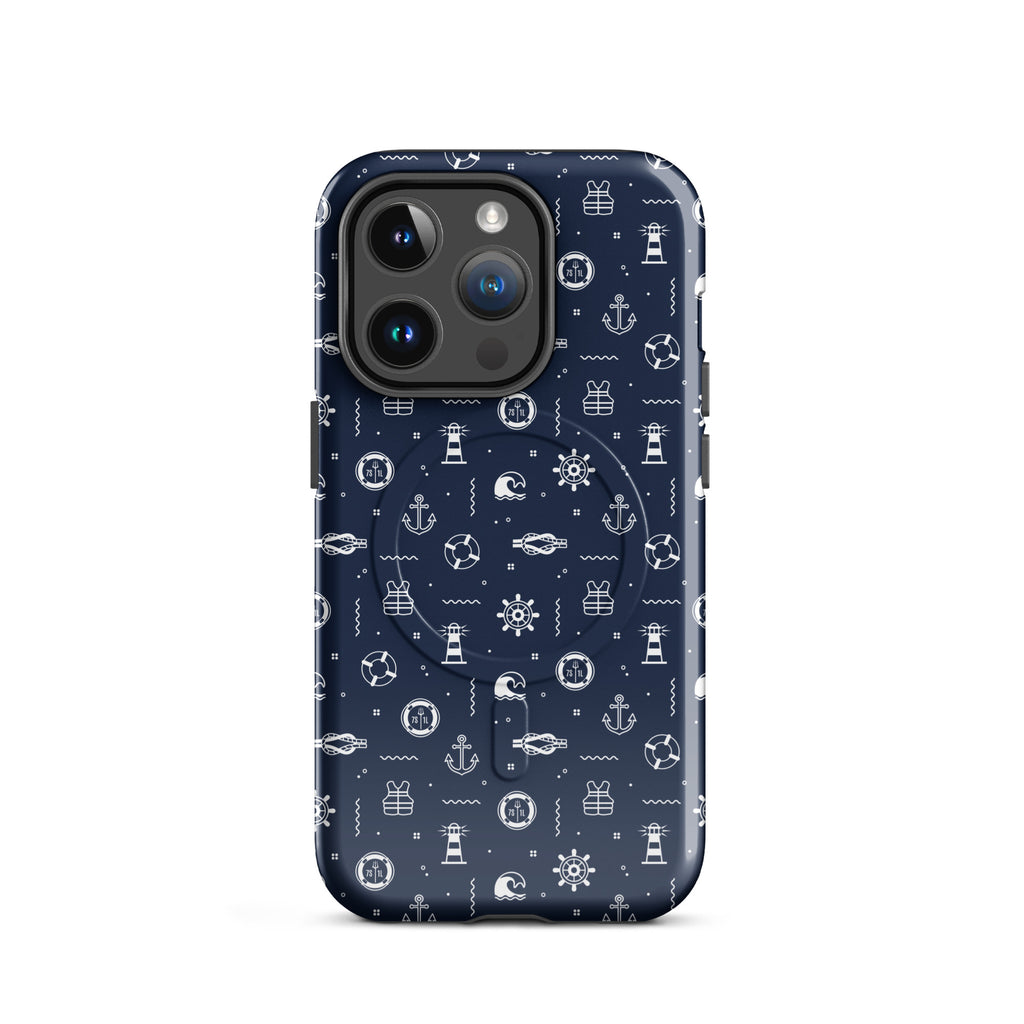Phone case with maritime pattern on a white background