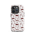 Phone case with red maritime pattern on a white background
