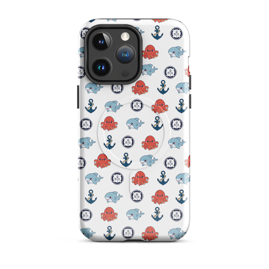Cute Ocean Party iPhone Case throws playful ocean vibes into your day. With a sweet pattern of baby sharks and baby octopuses, plus some light nautical bits.