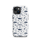 iPhone case with navy lexury nautical pattern on a white background