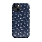 Phone case with nautical pattern on a blue background