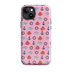 iphone case in pink with baby octopus and baby shark