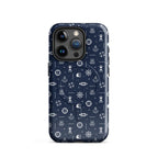 Phone case with nautical pattern on a blue background