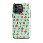 Phone case with nautical pattern featuring baby octopuses, anchors, and baby shark