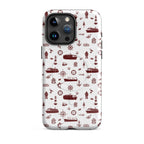 Phone case with red maritime pattern on a white background