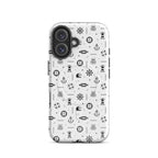 iPhone case in white with black maritime pattern