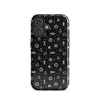 iPhone case with maritime pattern on a black background
