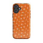 Phone case with maritime pattern on an orange background