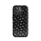 iPhone case with maritime pattern on a black background