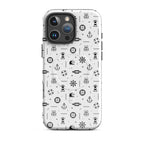iPhone case in white with black maritime pattern