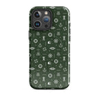 iPhone case with maritime pattern on a green background