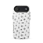 iPhone case in white with black maritime pattern