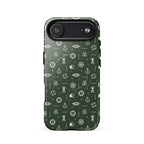 iPhone case with maritime pattern on a green background