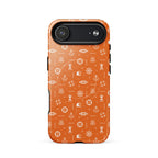 Phone case with maritime pattern on an orange background