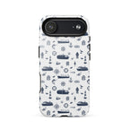 iPhone case with navy lexury nautical pattern on a white background