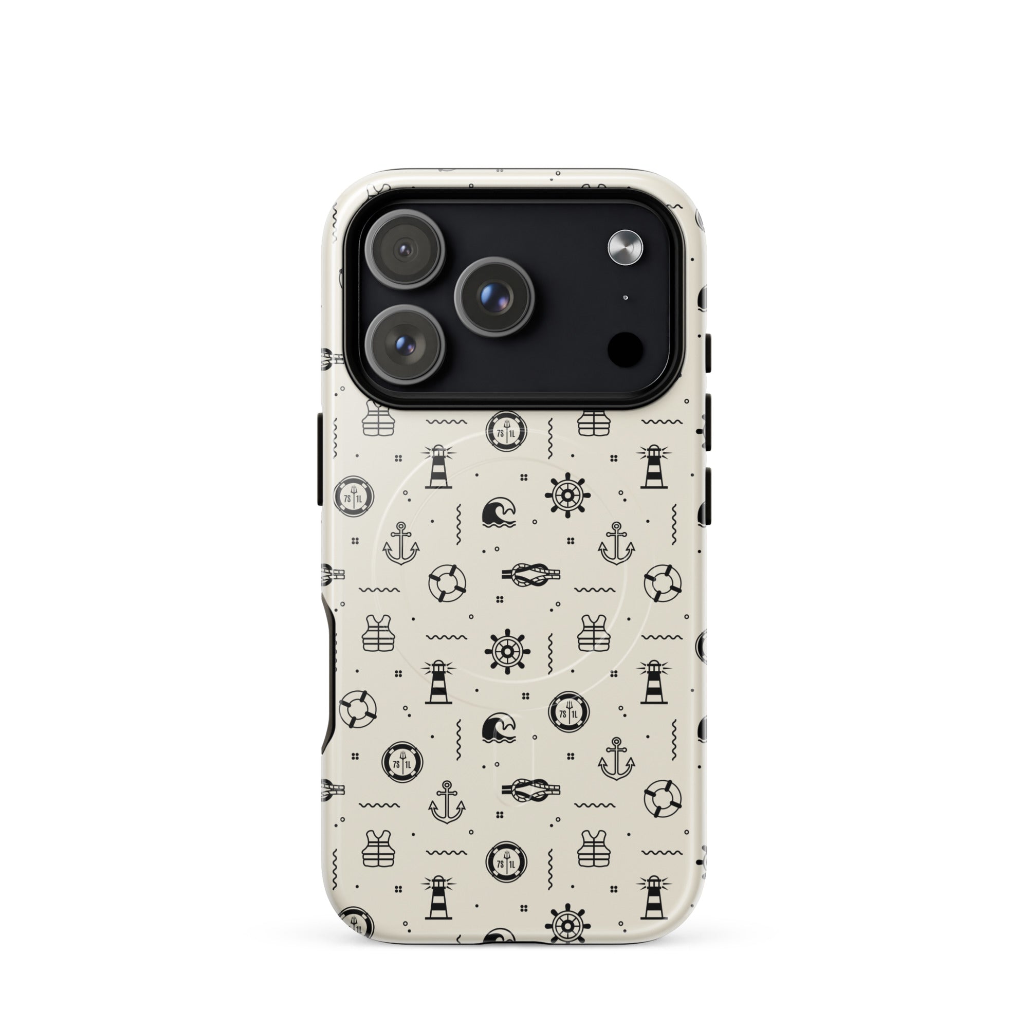 iPhone case with maritime pattern on a beige background Main image