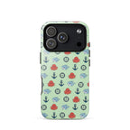 Phone case with nautical pattern featuring baby octopuses, anchors, and baby shark
