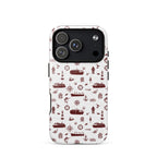 Phone case with red maritime pattern on a white background