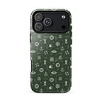iPhone case with maritime pattern on a green background
