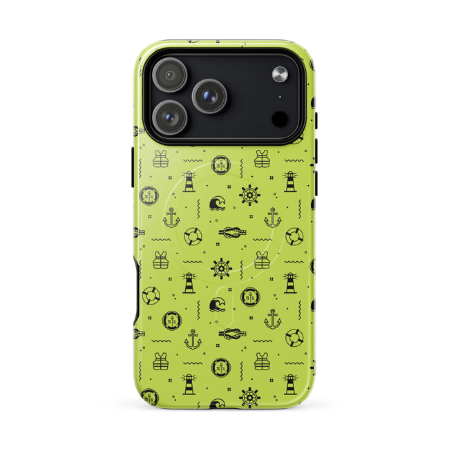 iPhone 17 case with black pattern on a lemon green background Hover Image