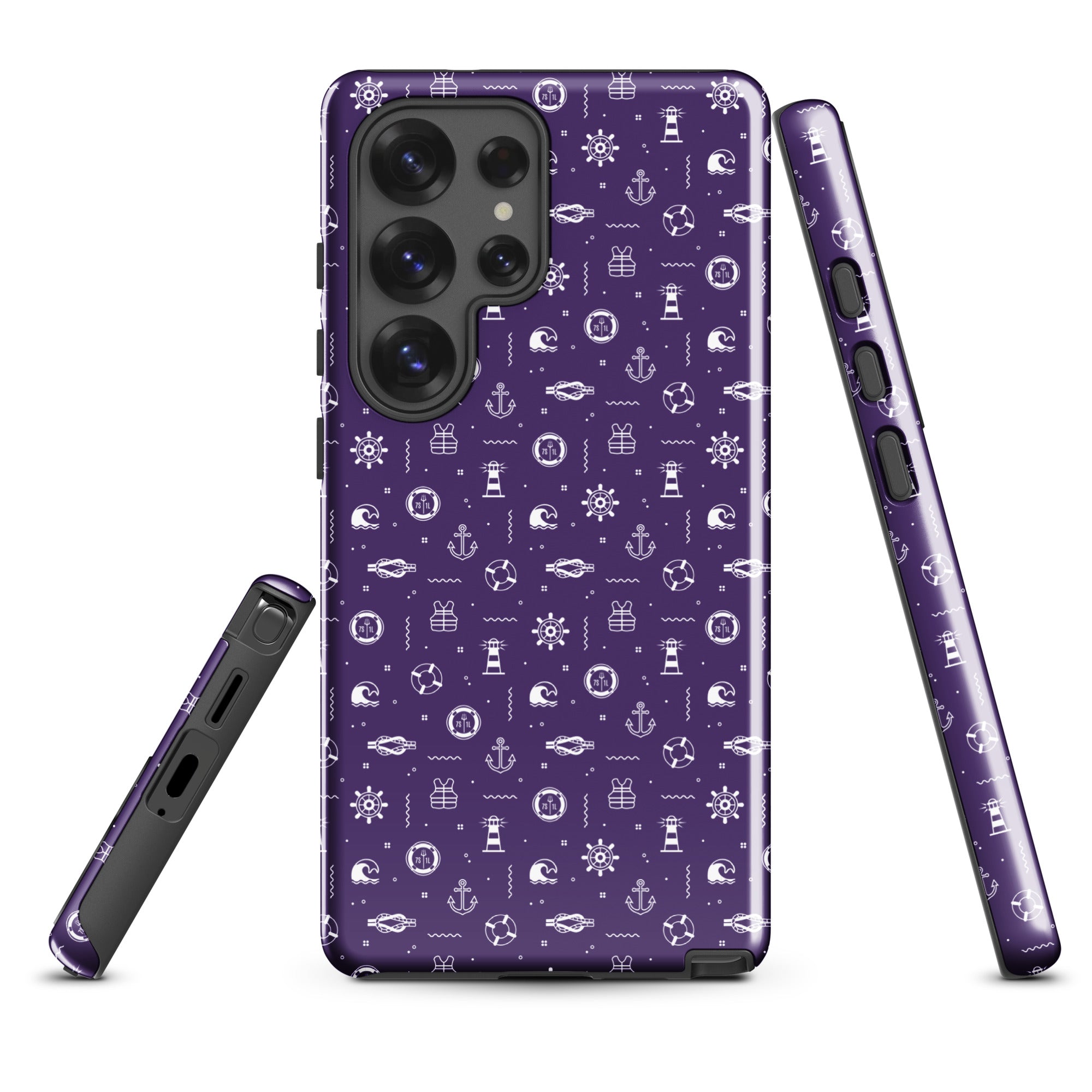Phone case with a purple pattern on a white background Main image