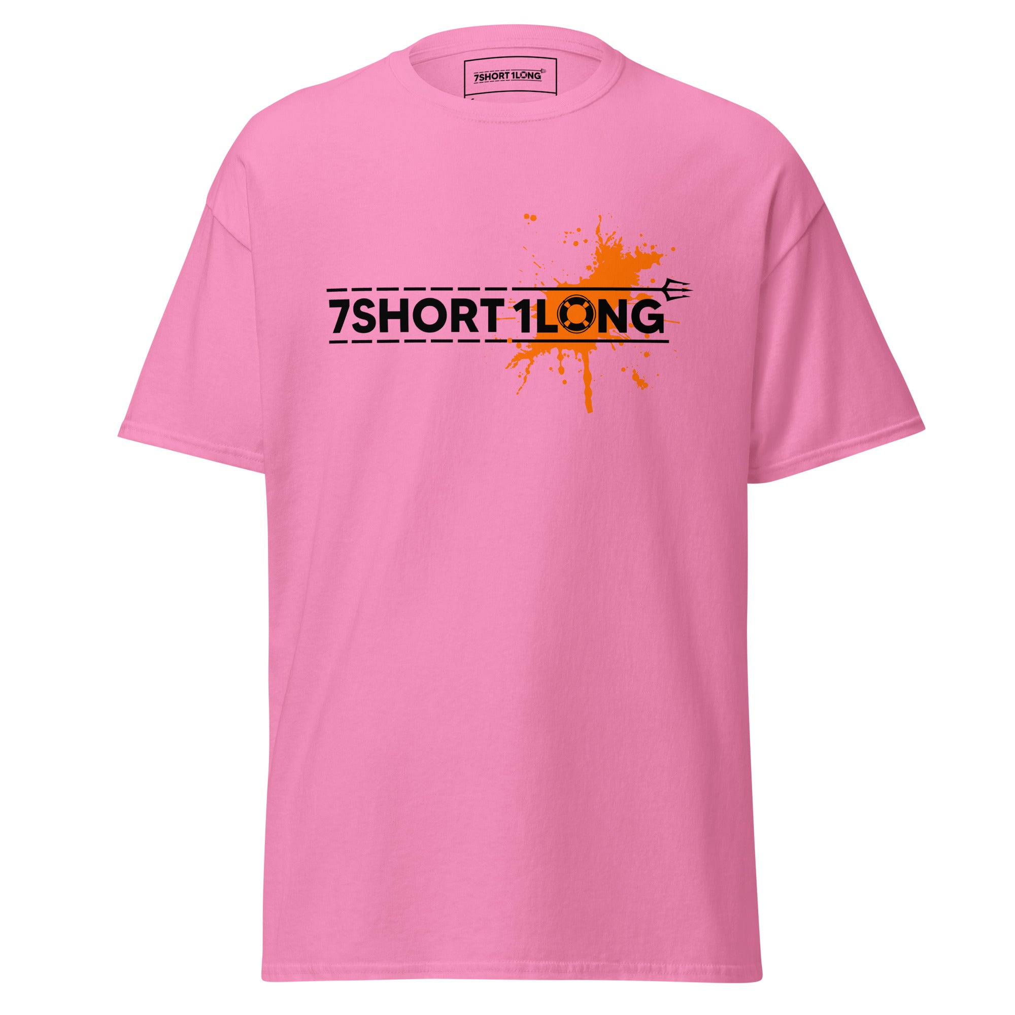 maritime T-shirt with 7-Shot-One-Long logo print and orange solor spot inspired by nautical alarm signals and seafarer culture.