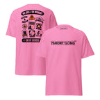 Maritime T-shirt with Ship Safety Drills design, featuring icons for fire, abandon ship, man overboard, blackout, and emergency response drills under SOLAS regulations.