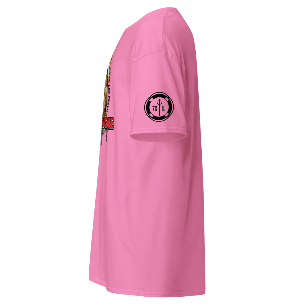 Maritime T-shirt with “Deck Vs Engine” design, symbolizing rivalry and cooperation between deck and engine departments on a ship.