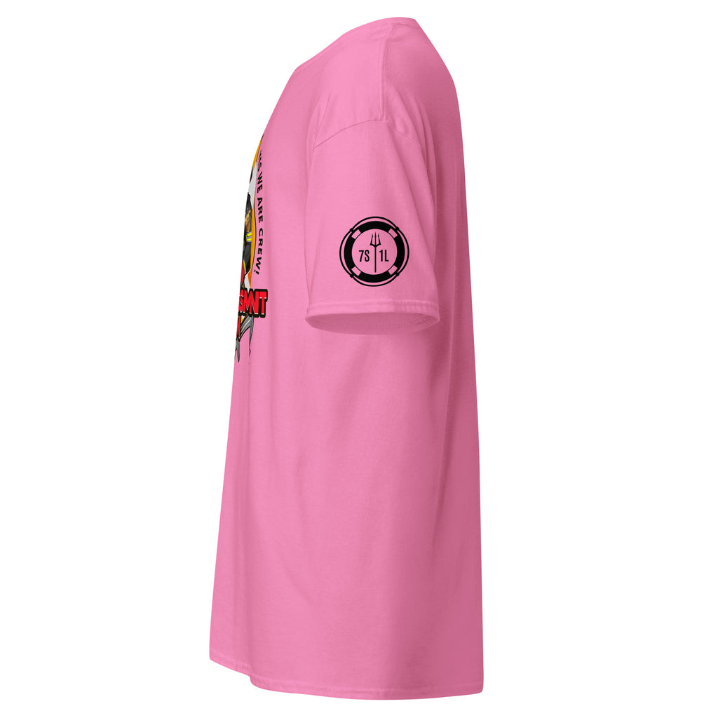 Maritime T-shirt with Fire Assessment Team design, representing onboard emergency response and ship fire brigade entering fire zones during emergencies.