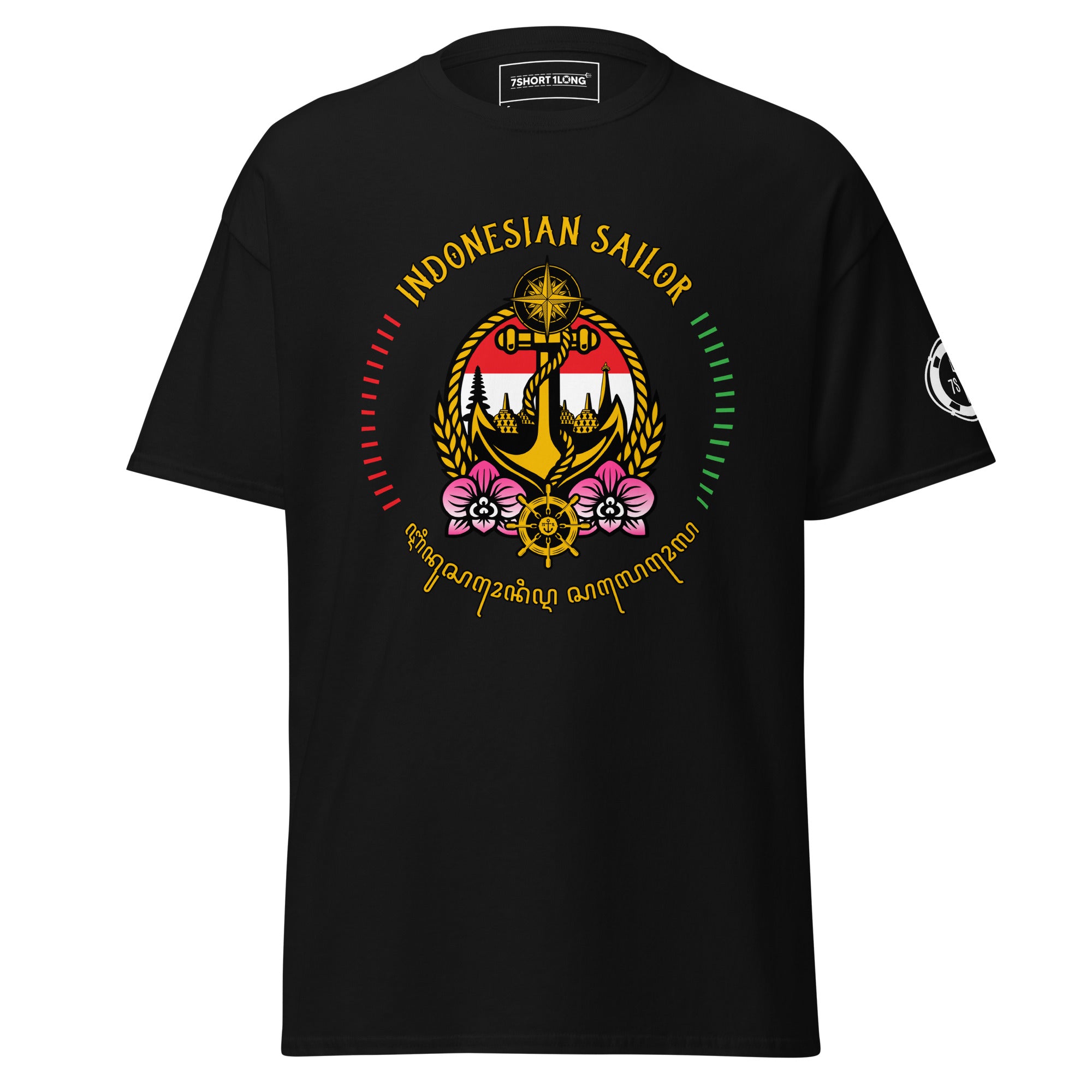 Maritime design featuring anchor and compass elements with Indonesian symbolism and the text “The Indonesia Sailor Crew,” representing professional seafarer identity and crew pride. Main image