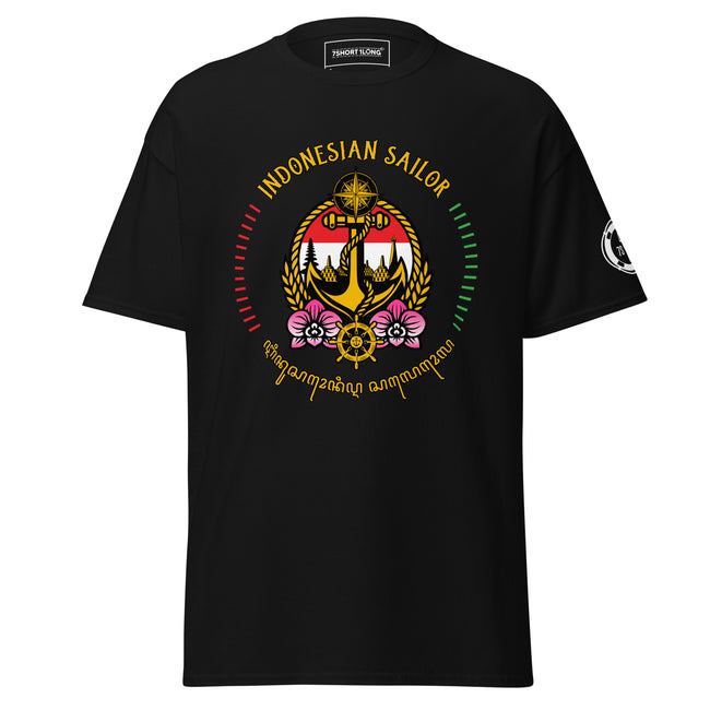 Maritime design featuring anchor and compass elements with Indonesian symbolism and the text “The Indonesia Sailor Crew,” representing professional seafarer identity and crew pride. Hover Image