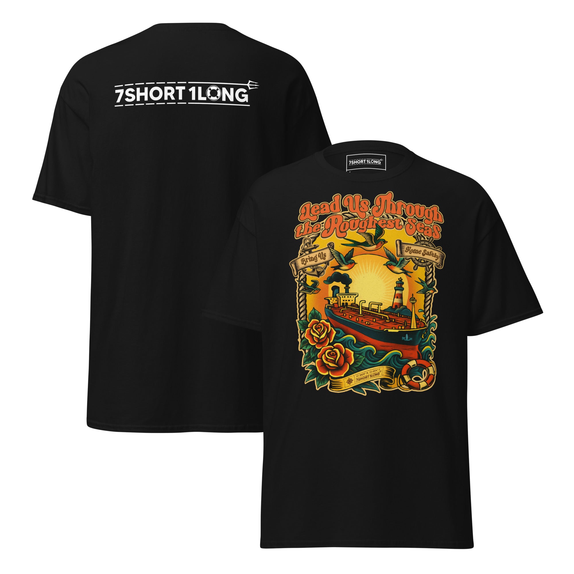 Tanker Crew Tattoo Style T-Shirt inspired by tanker ship life and dedicated to the legacy of Sailor Jerry, who shaped classic seafarer tattoo art. Crew wear rooted in maritime heritage.