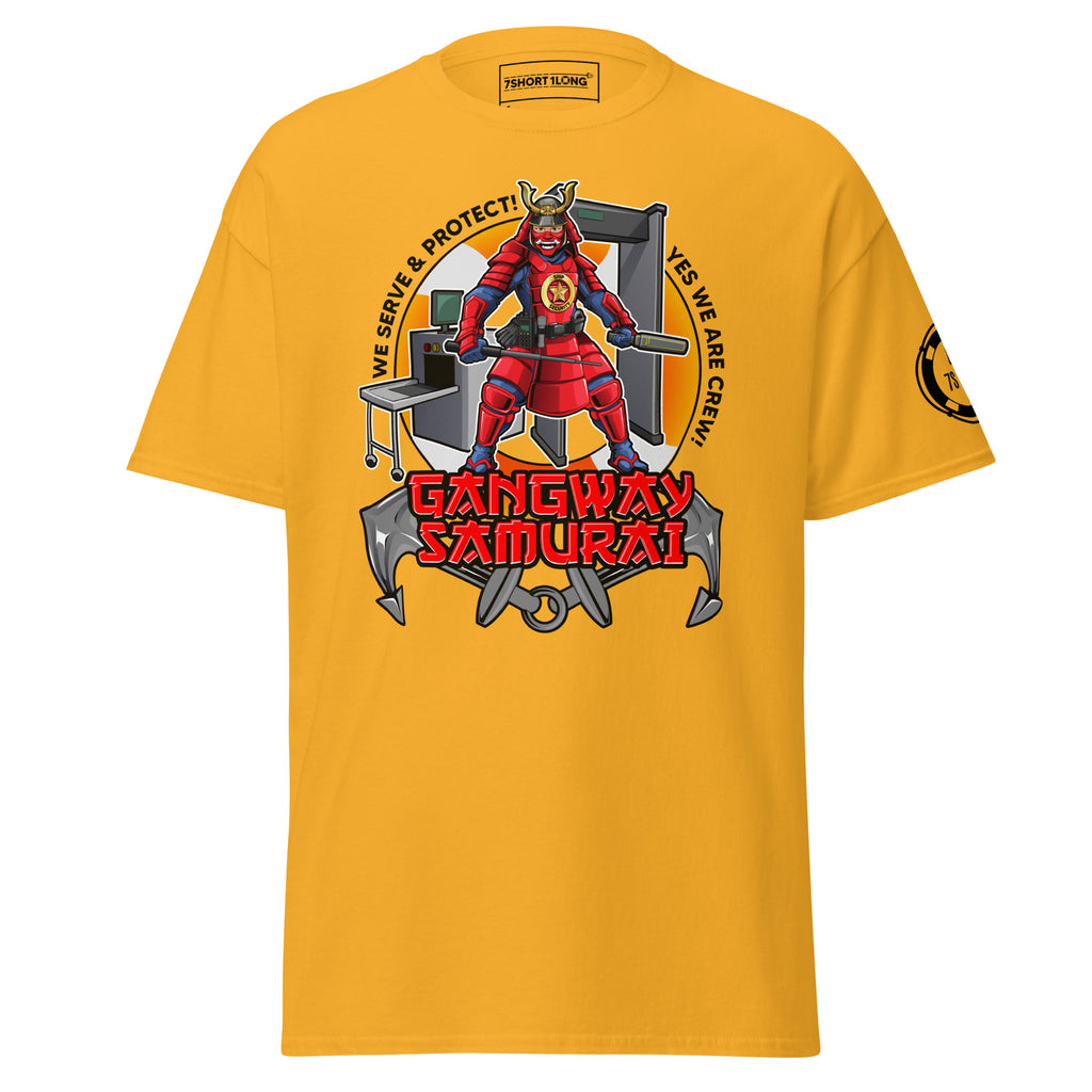 Maritime T-shirt with ShipSecurity design, representing security roleson onboard a ship including SSO, deputy security officer, security, and guards.